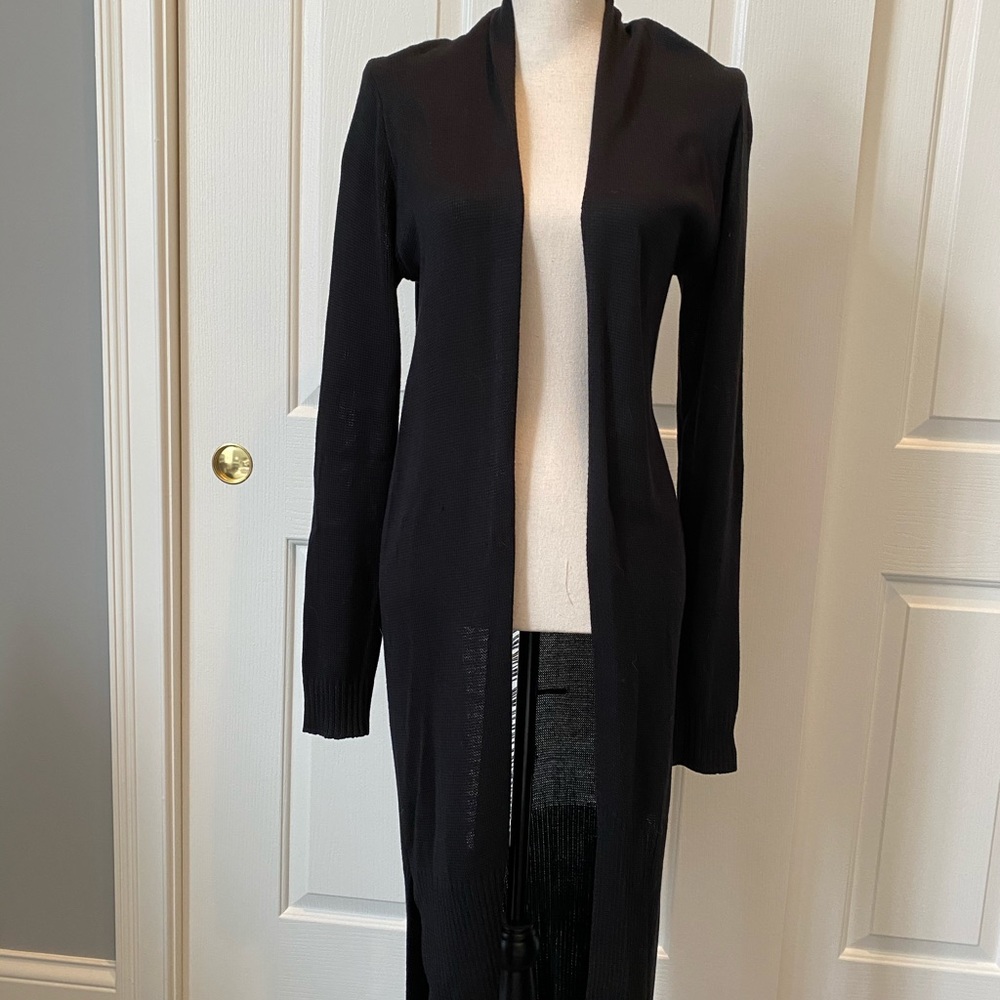 Floor length black cardigan